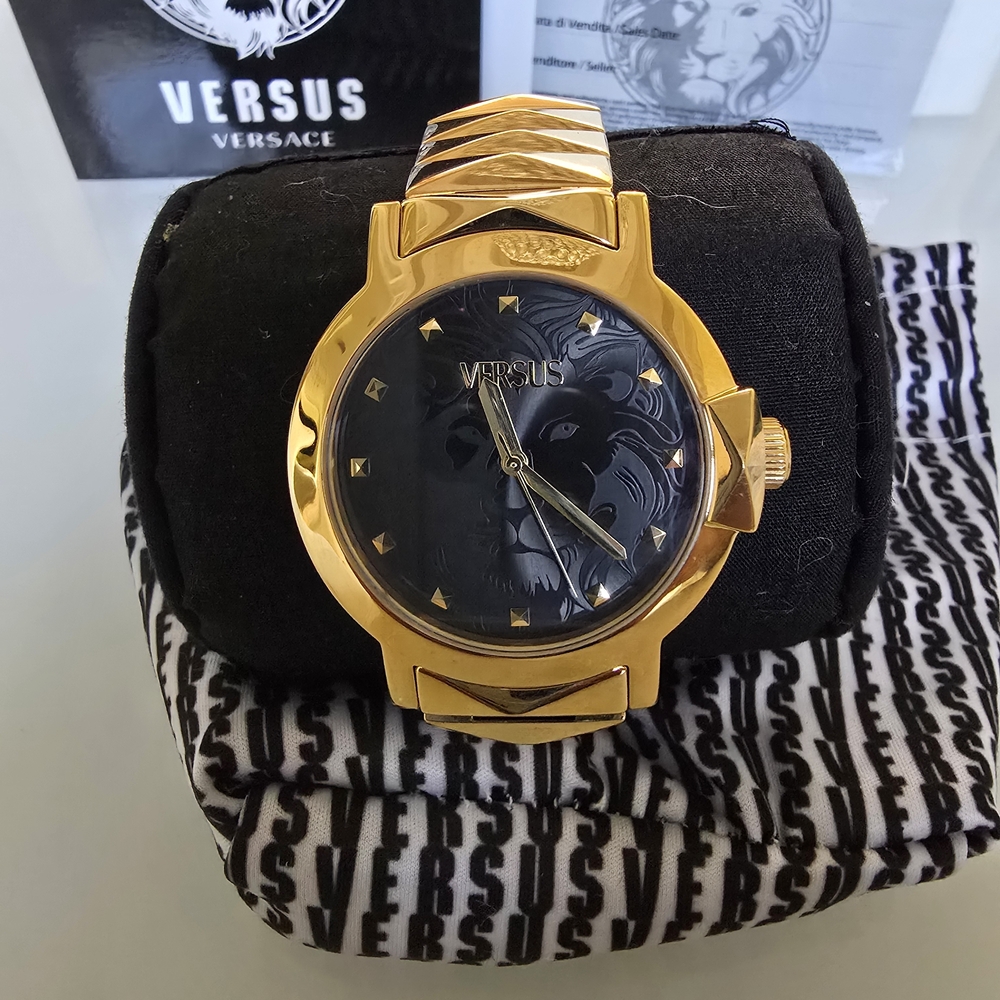 Versus Versace Gold and Black Lion Dial Watch